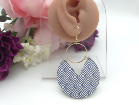 Preview: Große Holz Ohrringe Wood Muster